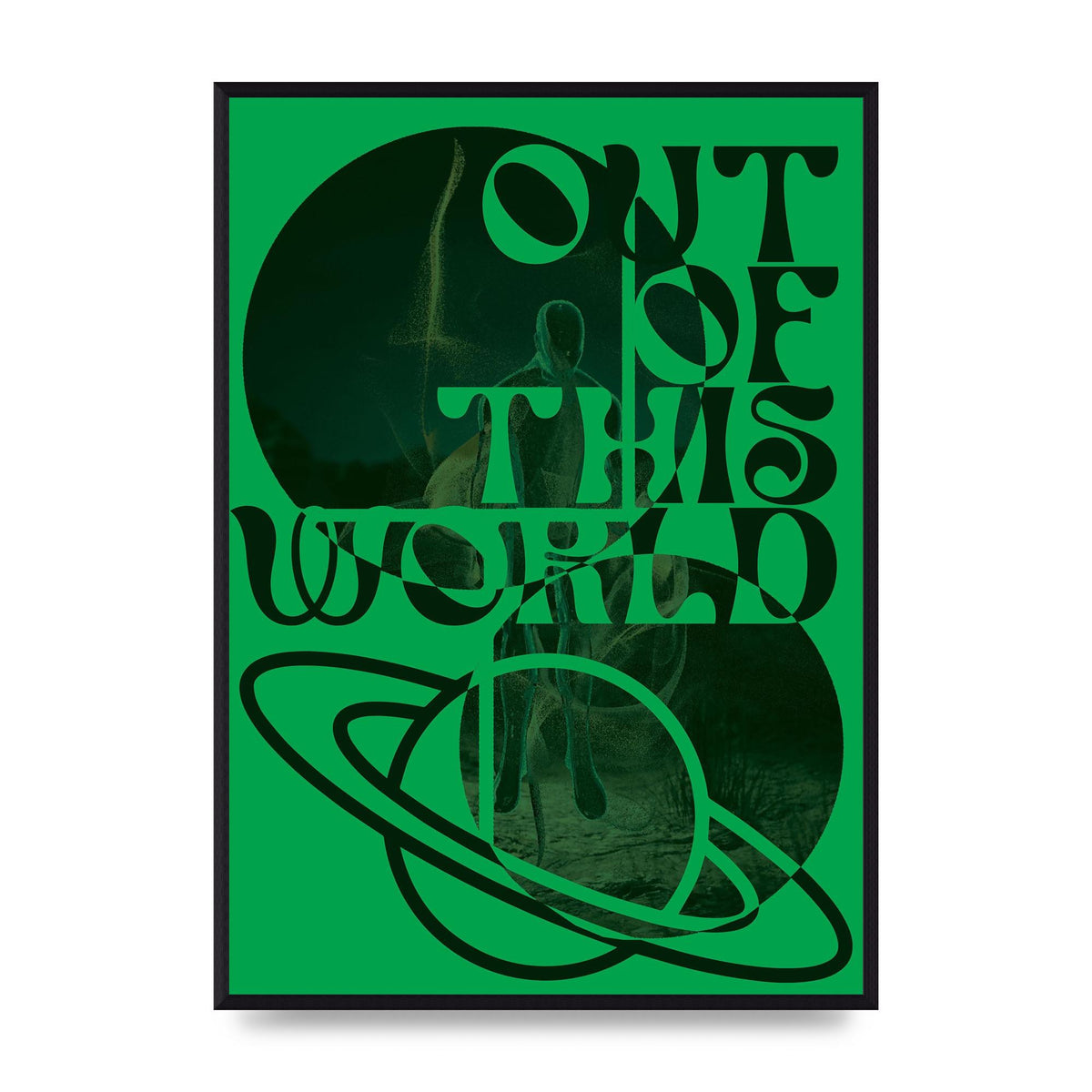 Out Of This World Lofi Green" Printed Poster - A2 framed