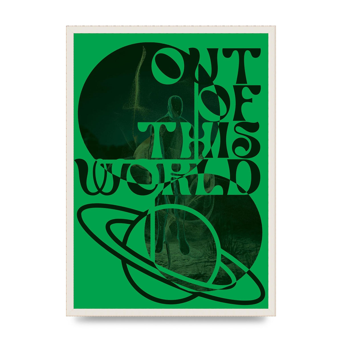 Out Of This World Lofi Green" Printed Poster - A2 framed