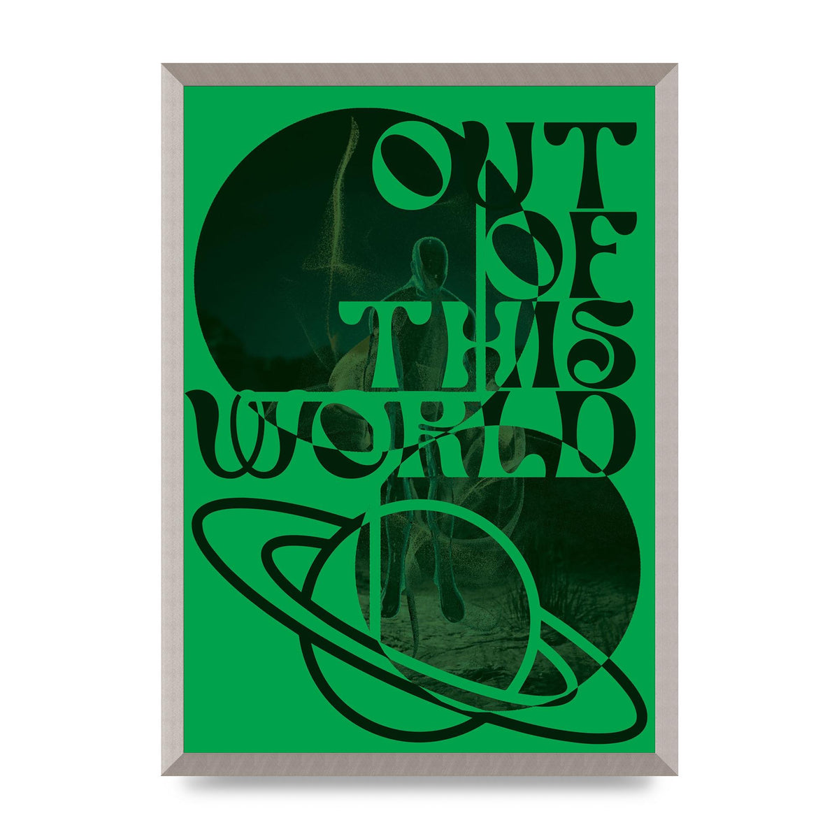 Out Of This World Lofi Green" Printed Poster - A2 framed
