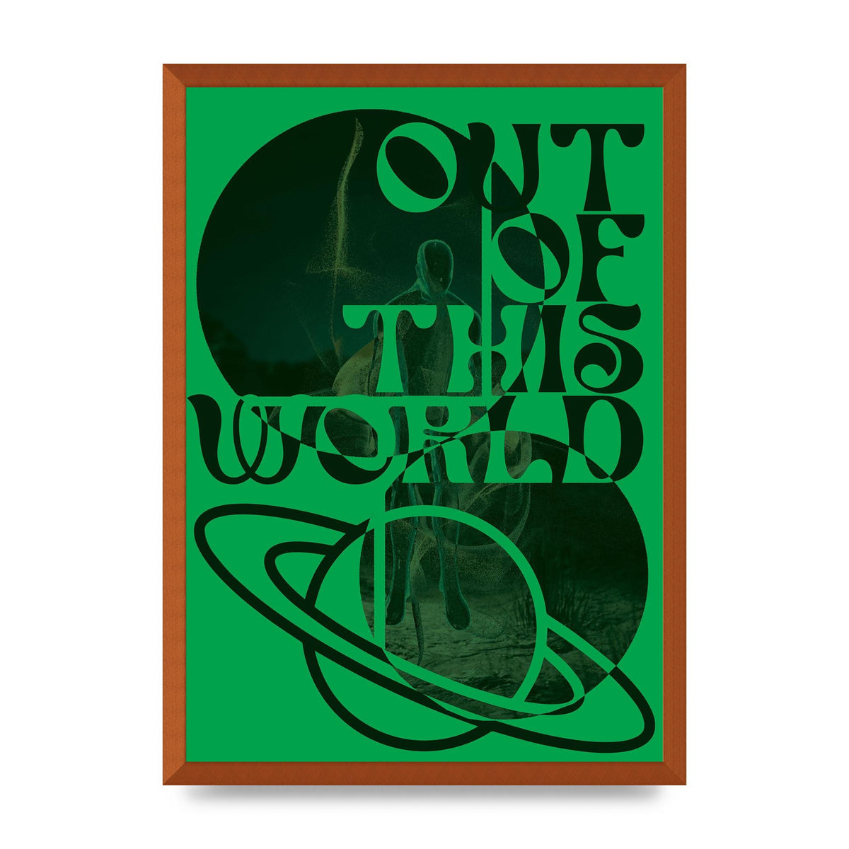 Out Of This World Lofi Green" Printed Poster - A2 framed