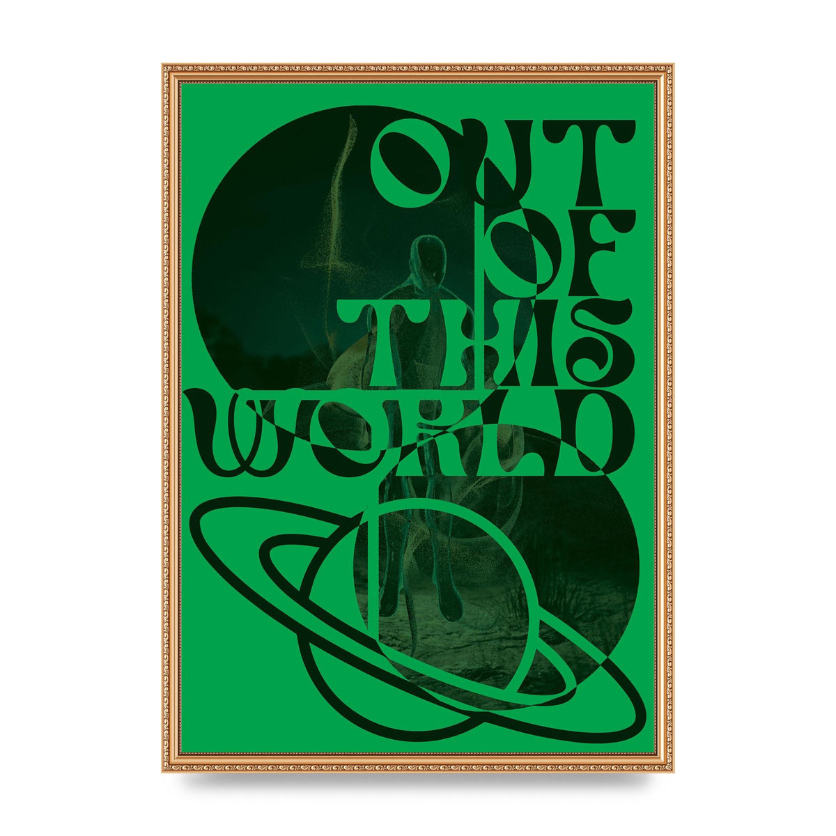 Out Of This World Lofi Green" Printed Poster - A2 framed