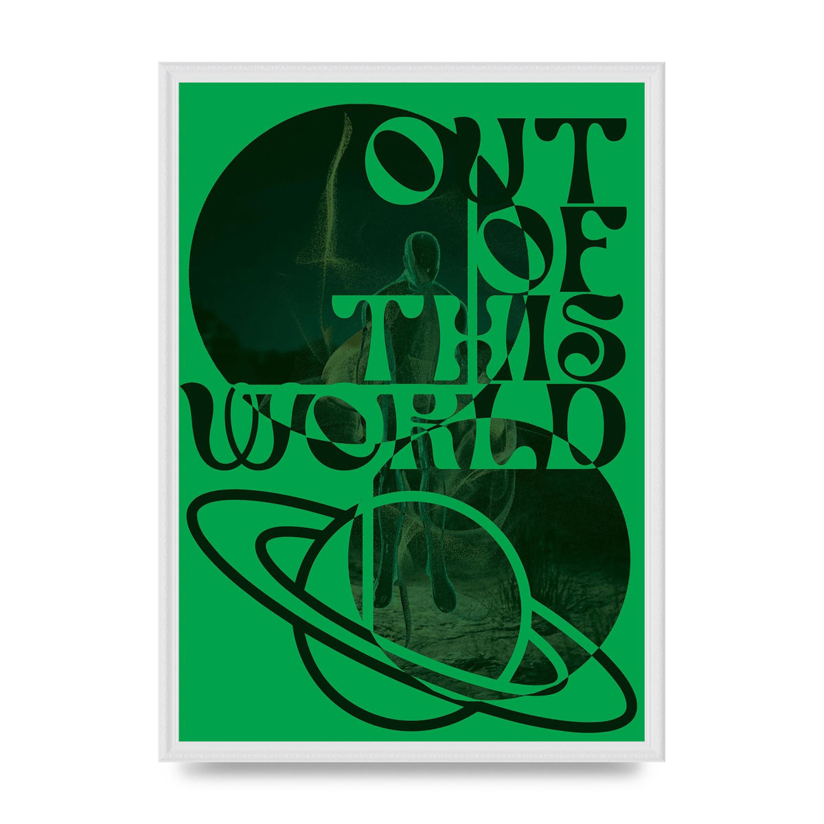 Out Of This World Lofi Green" Printed Poster - A2 framed