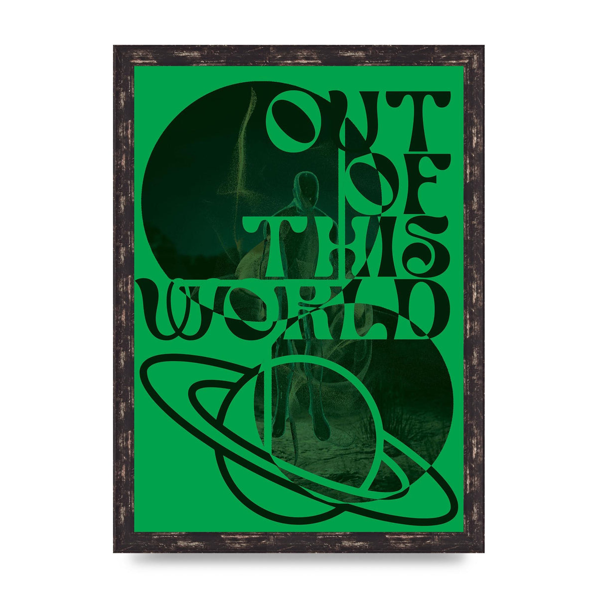 Out Of This World Lofi Green" Printed Poster - A3 framed