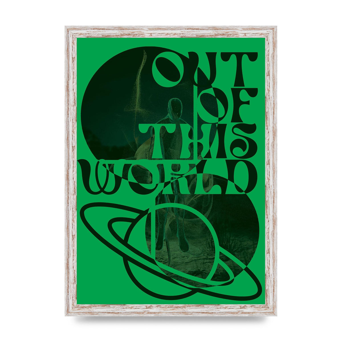 Out Of This World Lofi Green" Printed Poster - A3 framed