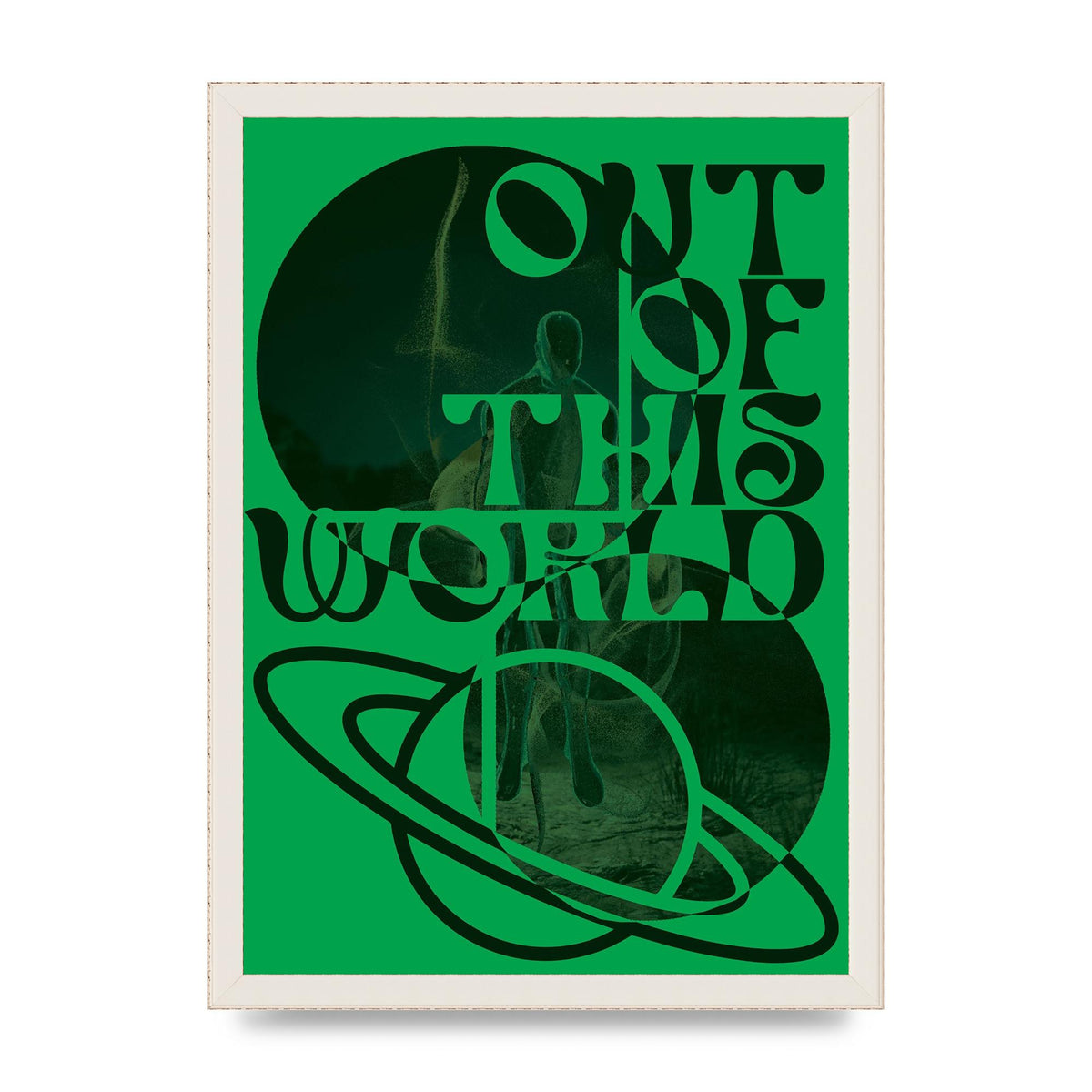 Out Of This World Lofi Green" Printed Poster - A3 framed