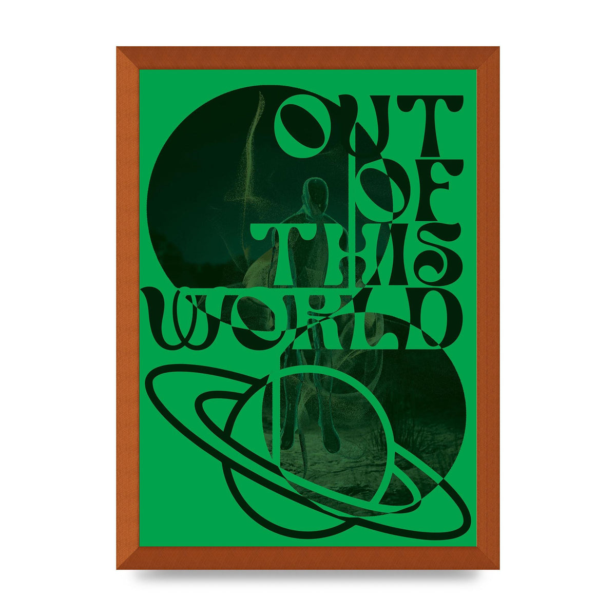 Out Of This World Lofi Green" Printed Poster - A3 framed