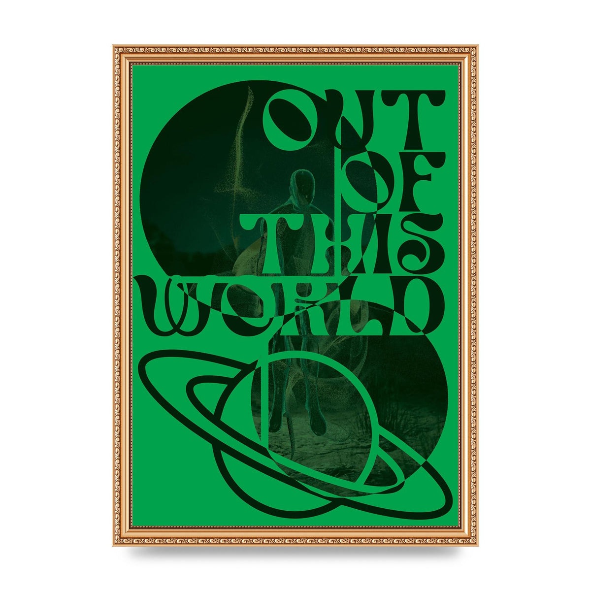 Out Of This World Lofi Green" Printed Poster - A3 framed