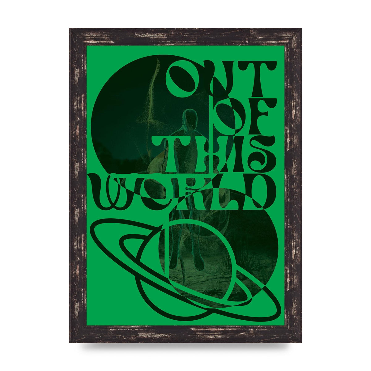 Out Of This World Lofi Green" Printed Poster - A4 framed