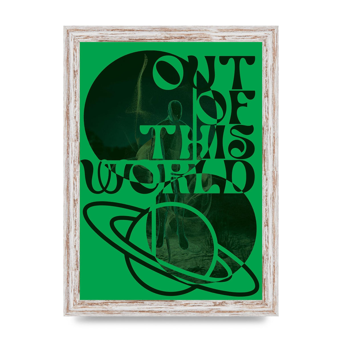 Out Of This World Lofi Green" Printed Poster - A4 framed