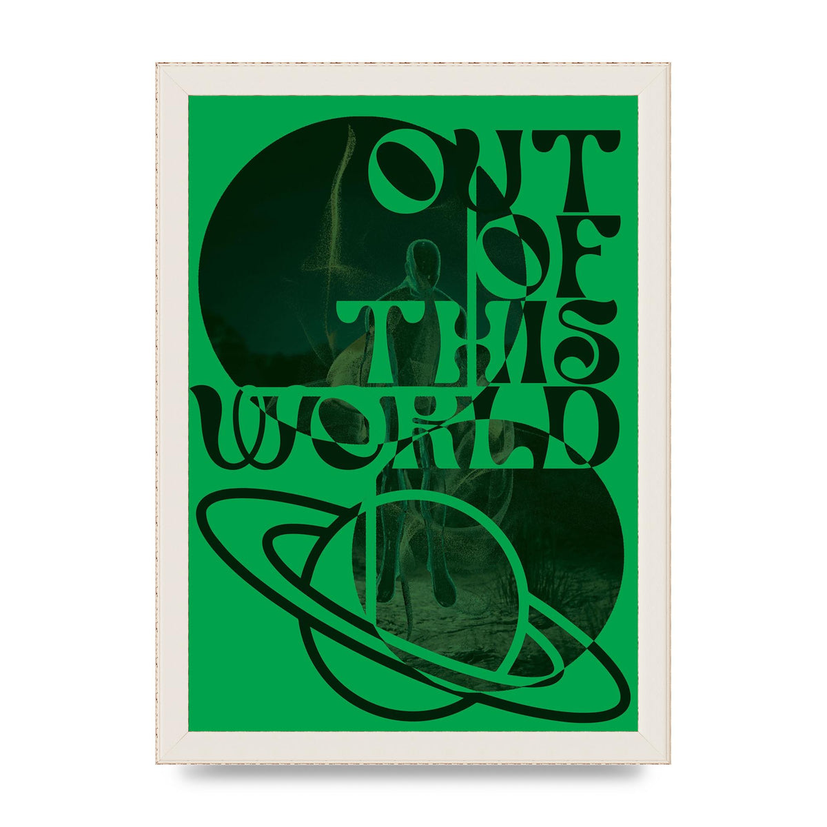 Out Of This World Lofi Green" Printed Poster - A4 framed
