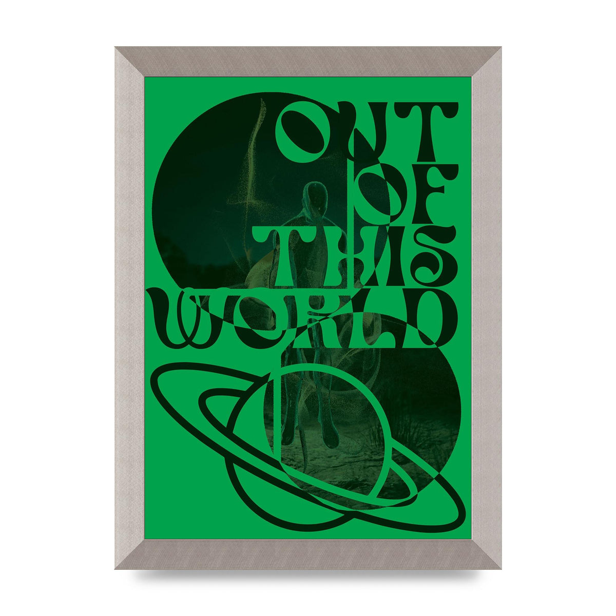 Out Of This World Lofi Green" Printed Poster - A4 framed