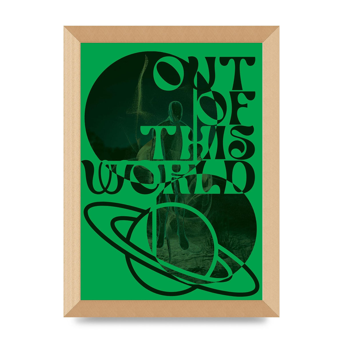 Out Of This World Lofi Green" Printed Poster - A4 framed