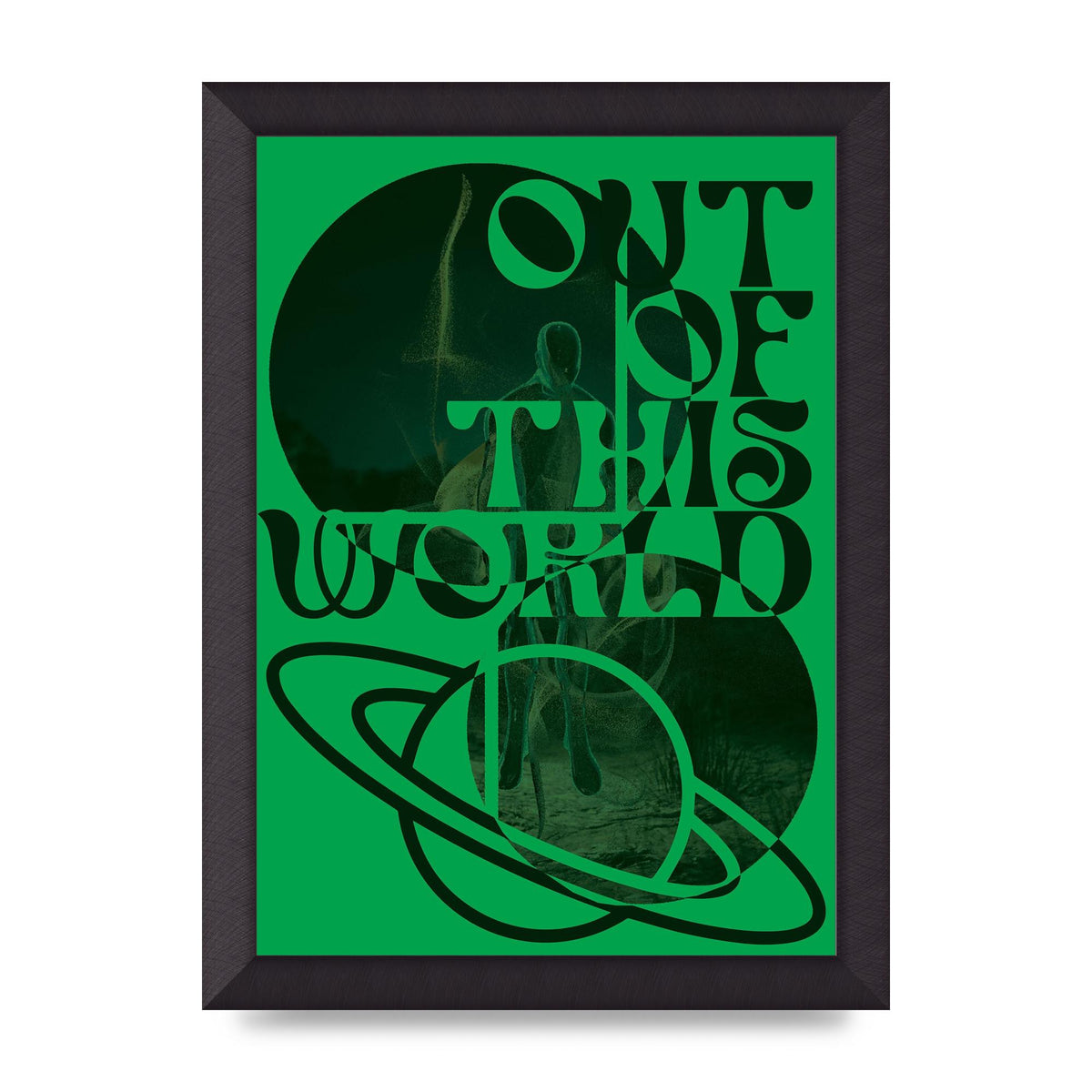Out Of This World Lofi Green" Printed Poster - A4 framed