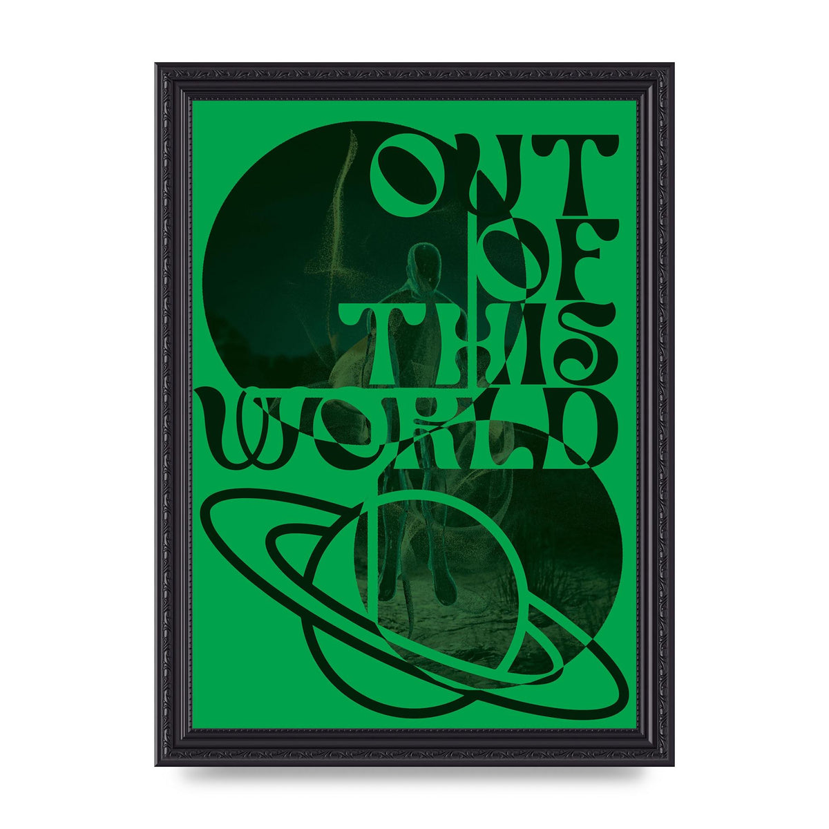 Out Of This World Lofi Green" Printed Poster - A4 framed