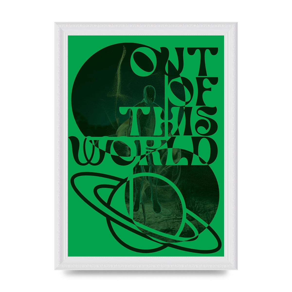 Out Of This World Lofi Green" Printed Poster - A4 framed