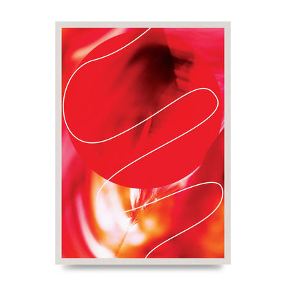 Abstract Red Line Wall Art - A2 framed