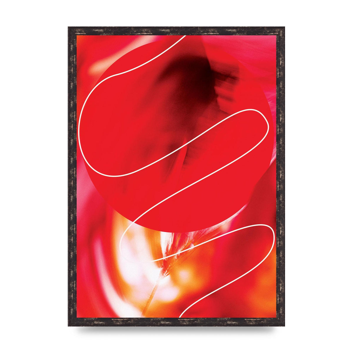 Abstract Red Line Wall Art - A2 framed