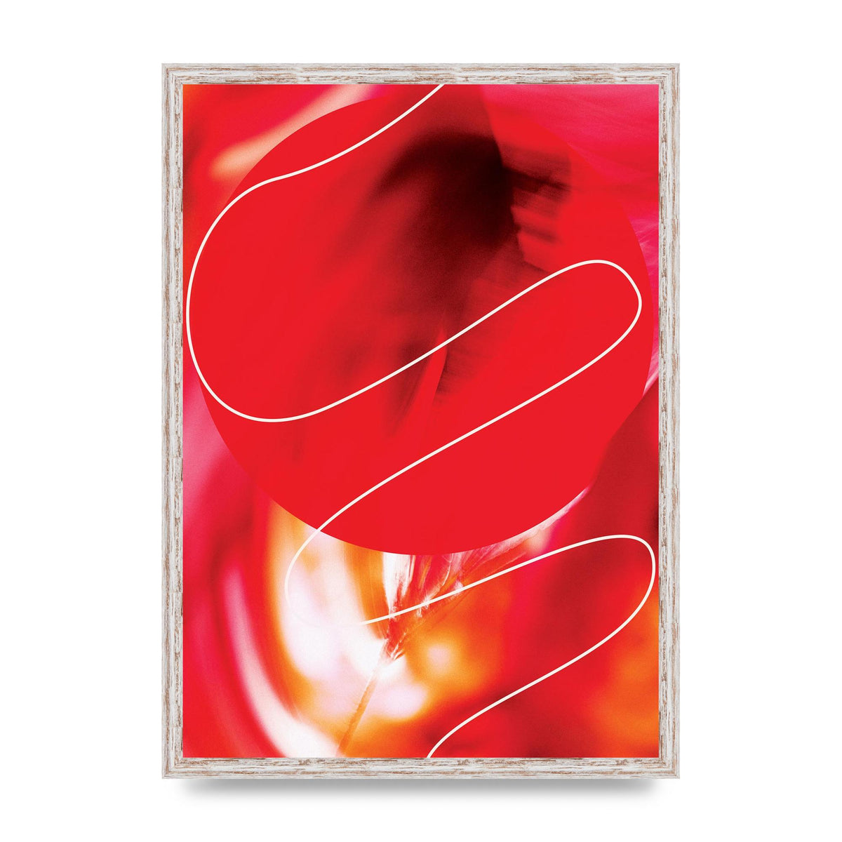 Abstract Red Line Wall Art - A2 framed