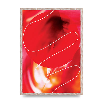 Abstract Red Line Wall Art - A2 framed