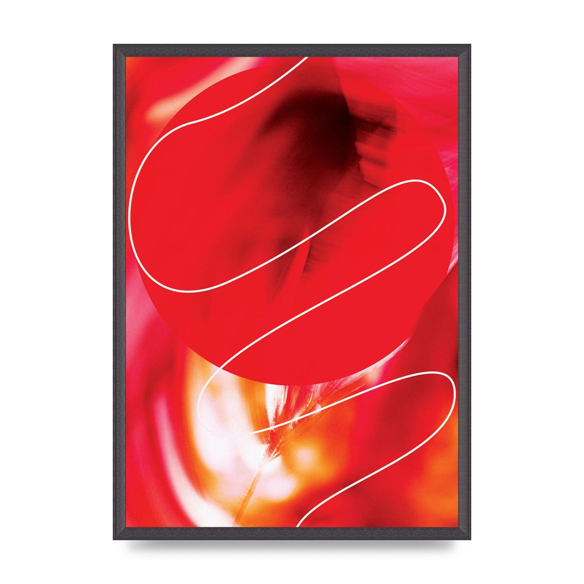 Abstract Red Line Wall Art - A2 framed