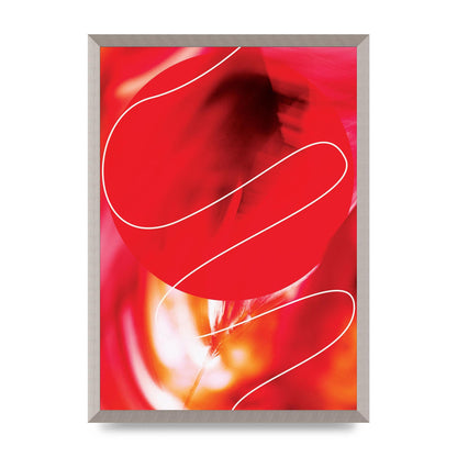Abstract Red Line Wall Art - A2 framed