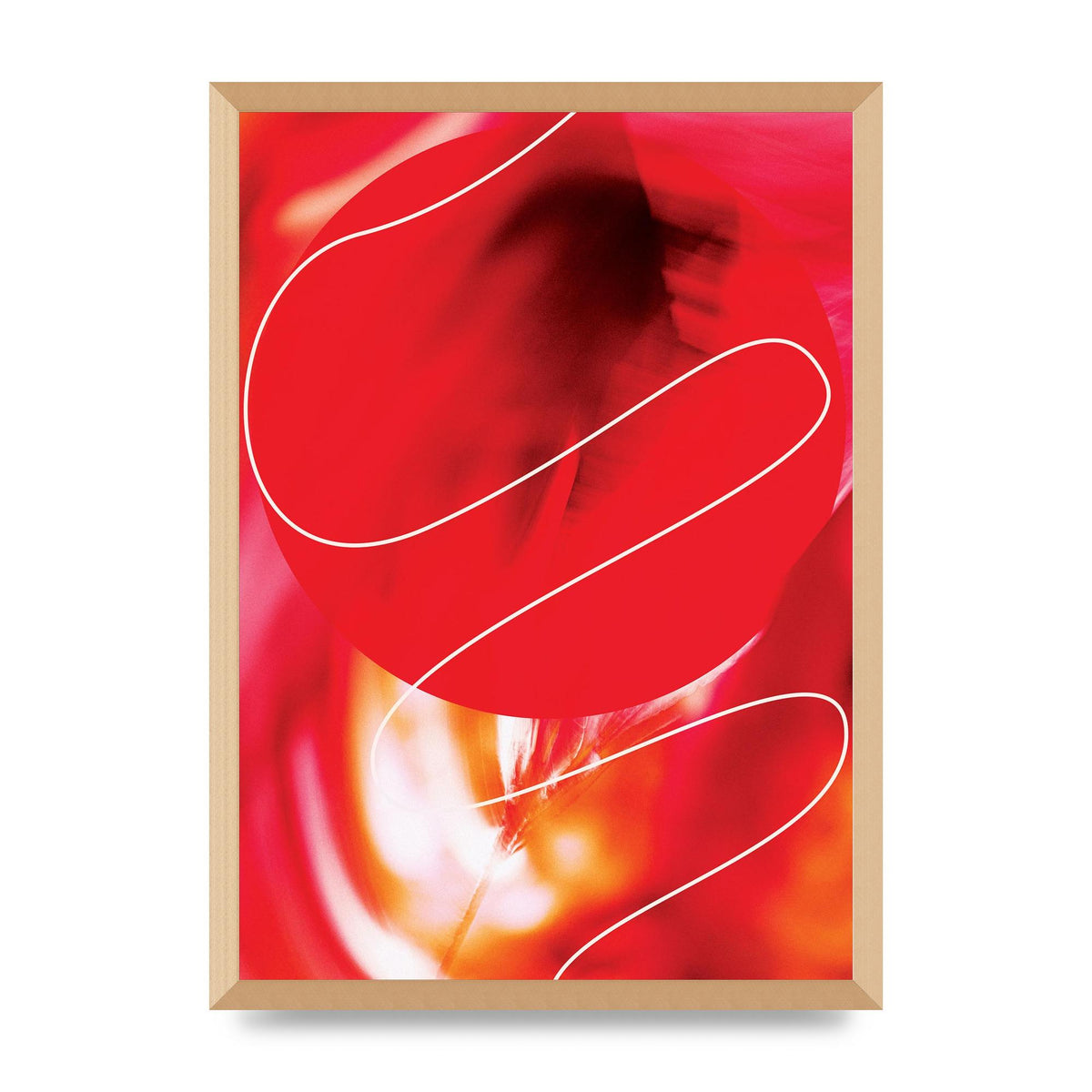 Abstract Red Line Wall Art - A2 framed