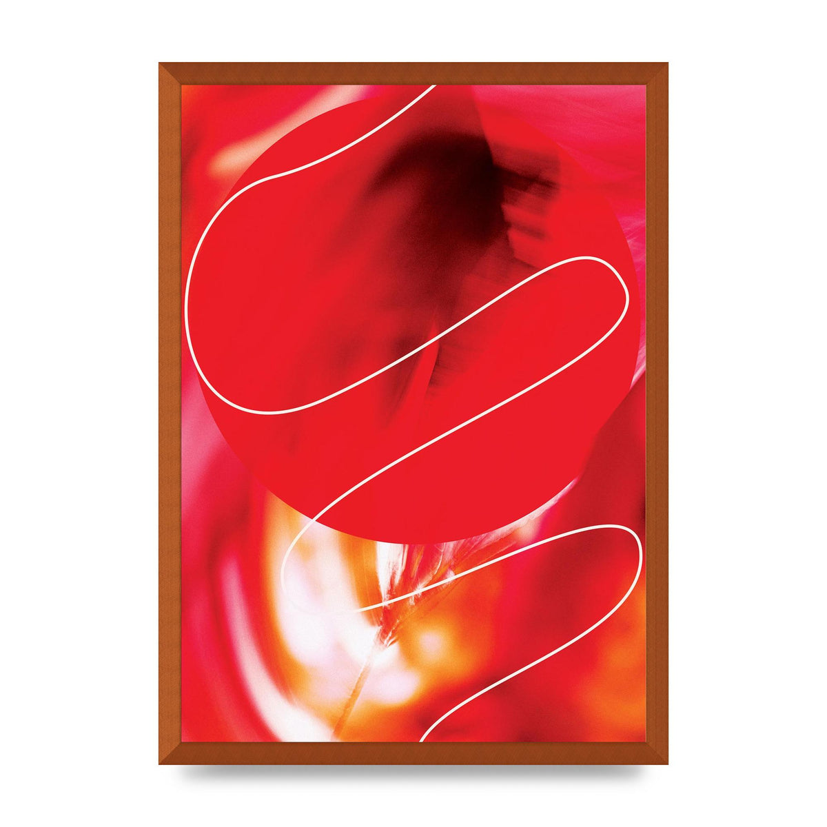Abstract Red Line Wall Art - A2 framed