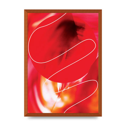 Abstract Red Line Wall Art - A2 framed