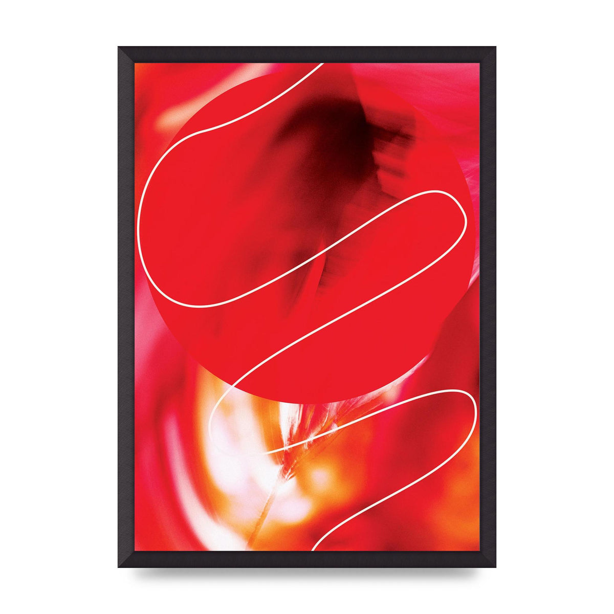Abstract Red Line Wall Art - A2 framed