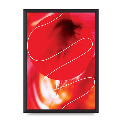 Abstract Red Line Wall Art - A2 framed