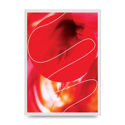 Abstract Red Line Wall Art - A2 framed