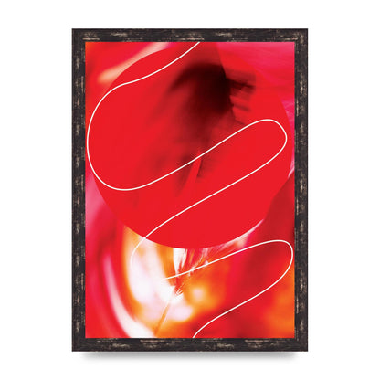 Abstract Red Line Wall Art - A3 framed