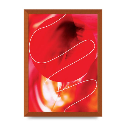 Abstract Red Line Wall Art - A3 framed