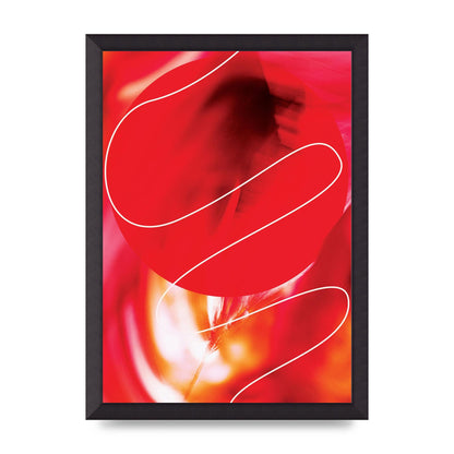 Abstract Red Line Wall Art - A3 framed
