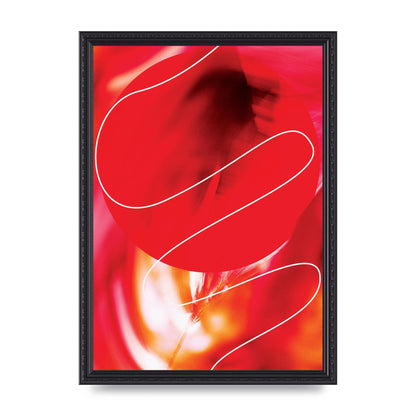 Abstract Red Line Wall Art - A3 framed