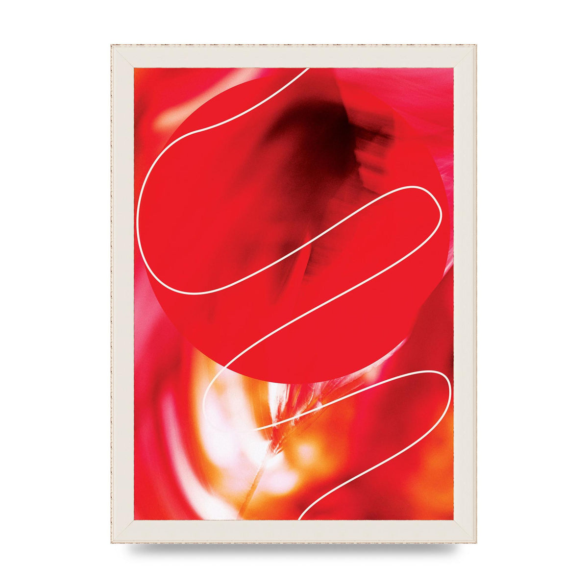 Abstract Red Line Wall Art - A4 framed