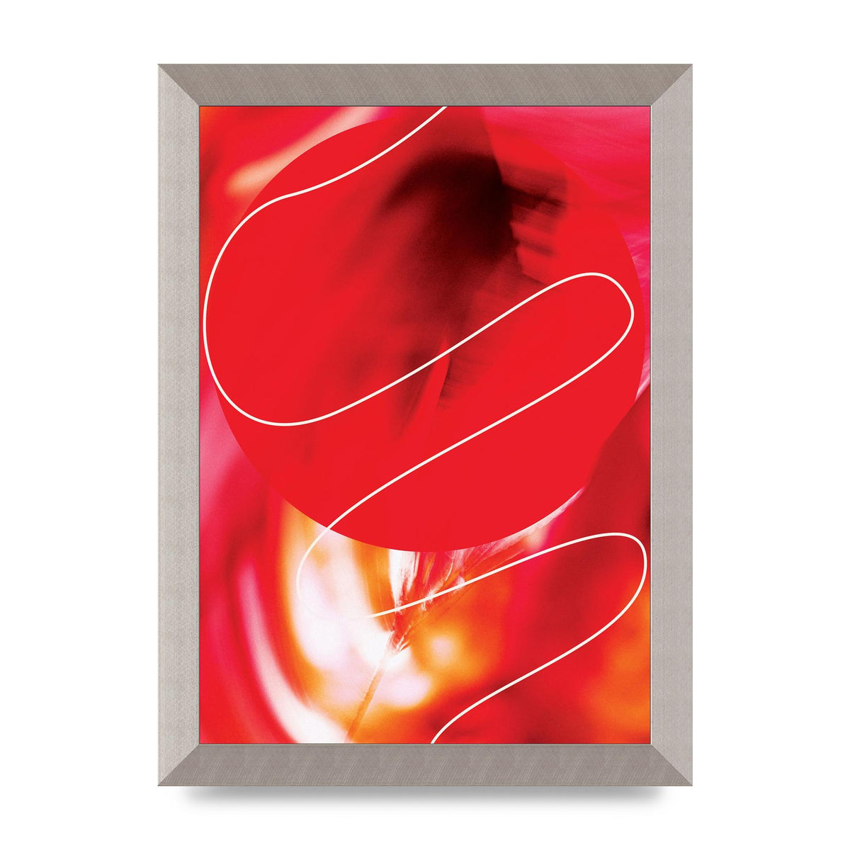Abstract Red Line Wall Art - A4 framed