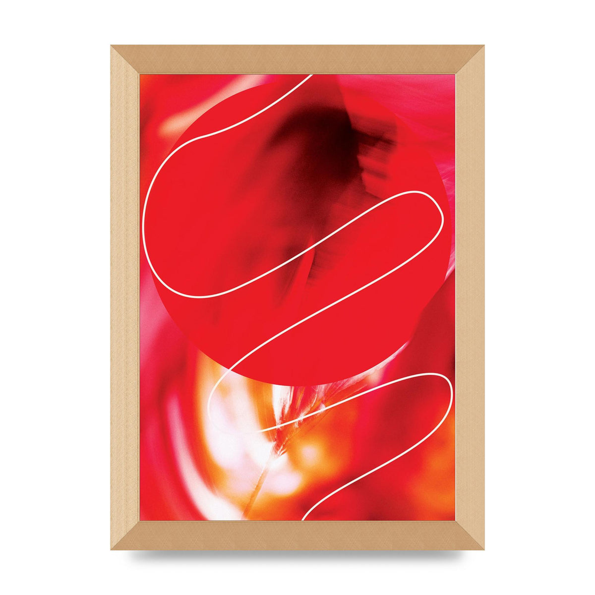 Abstract Red Line Wall Art - A4 framed