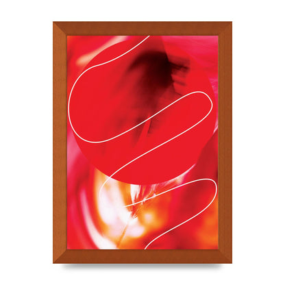 Abstract Red Line Wall Art - A4 framed
