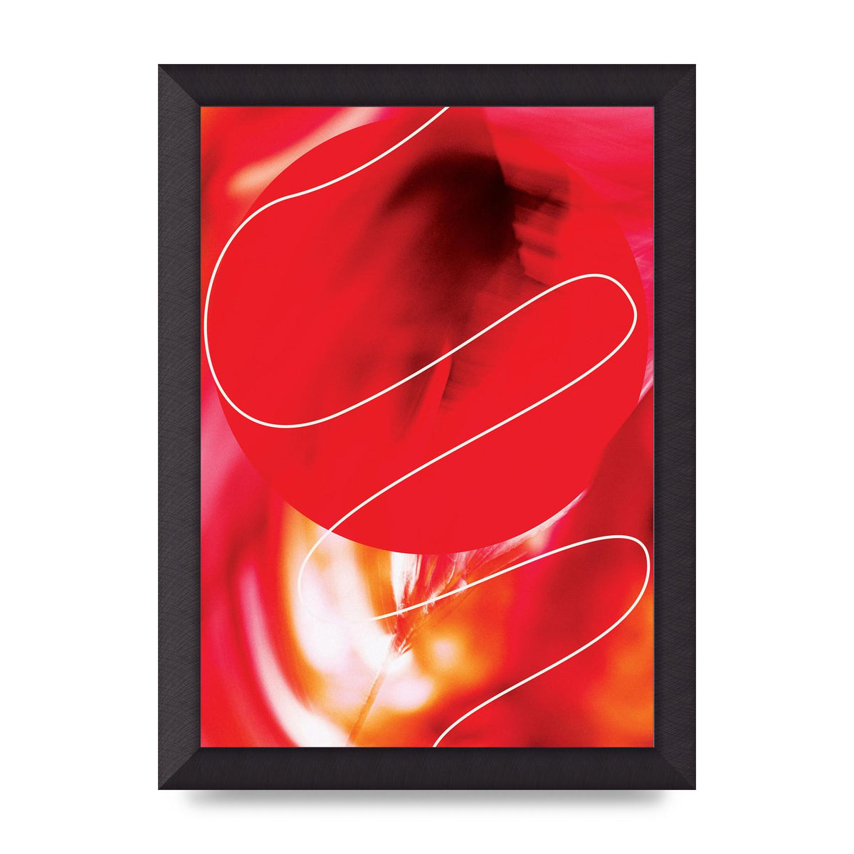 Abstract Red Line Wall Art - A4 framed