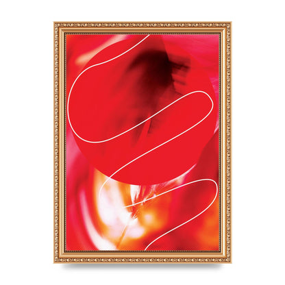 Abstract Red Line Wall Art - A4 framed