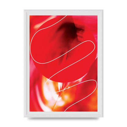 Abstract Red Line Wall Art - A4 framed