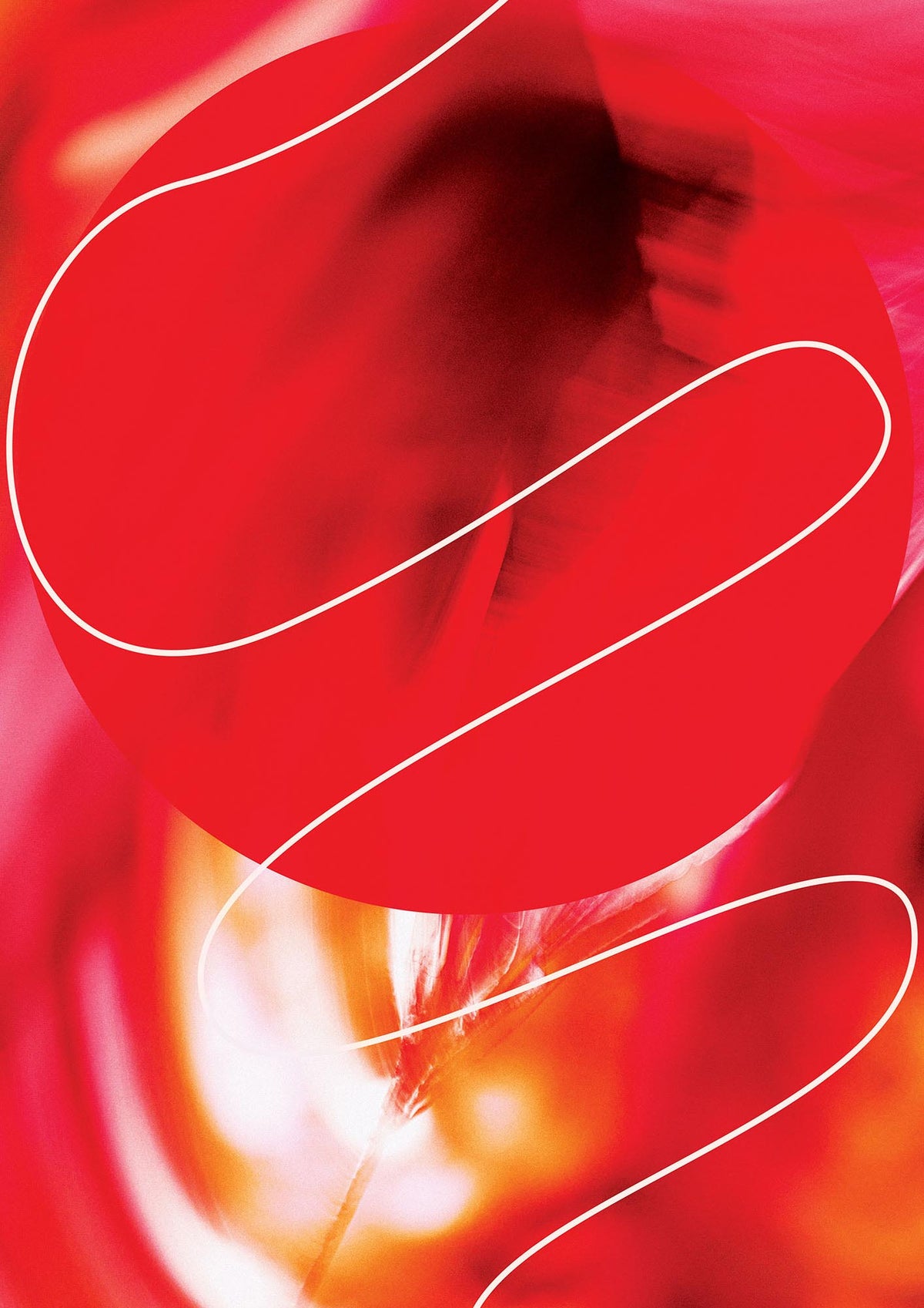 Abstract Red Line Wall Art - detail