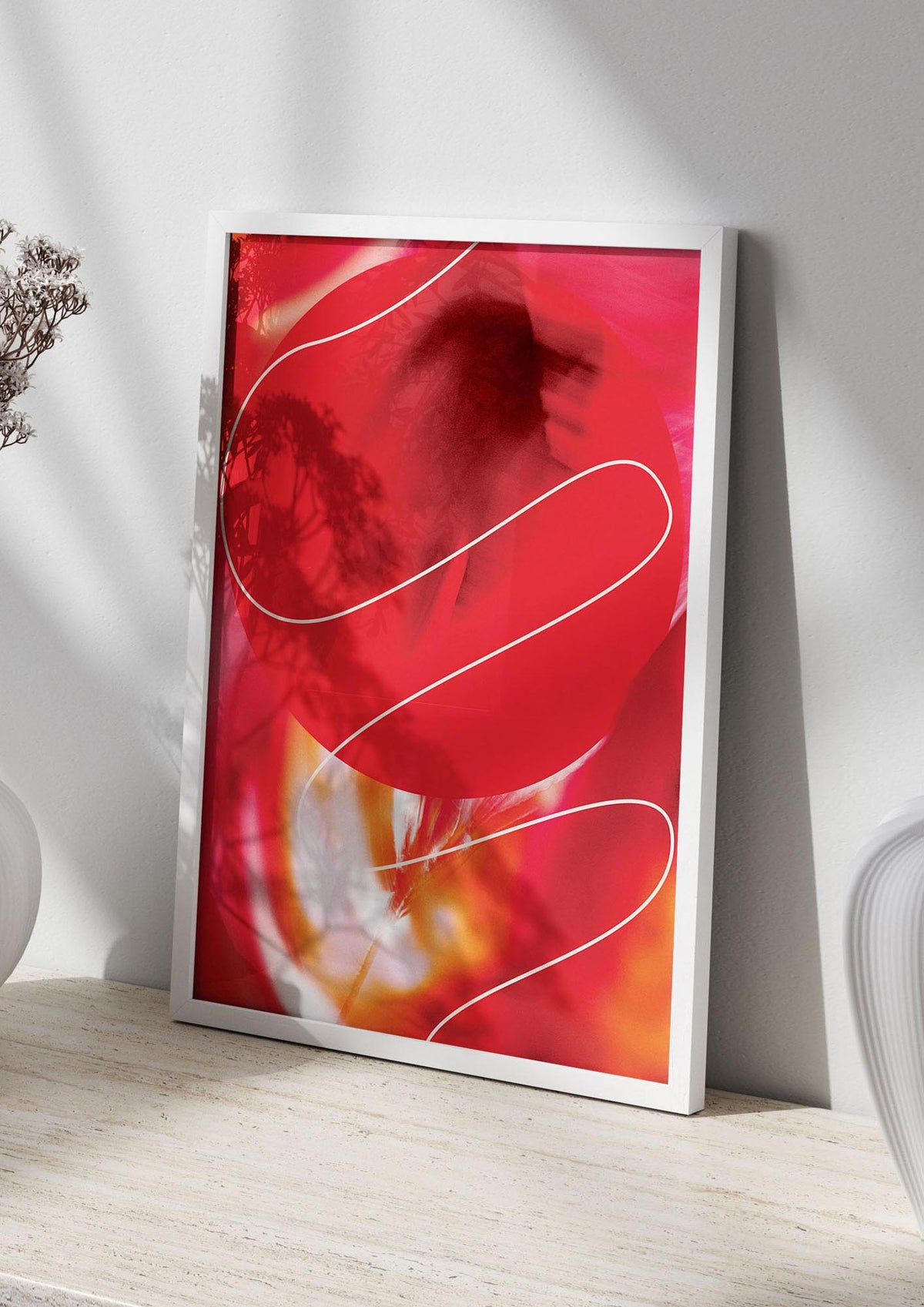 Abstract Red Line Wall Art - living room 2