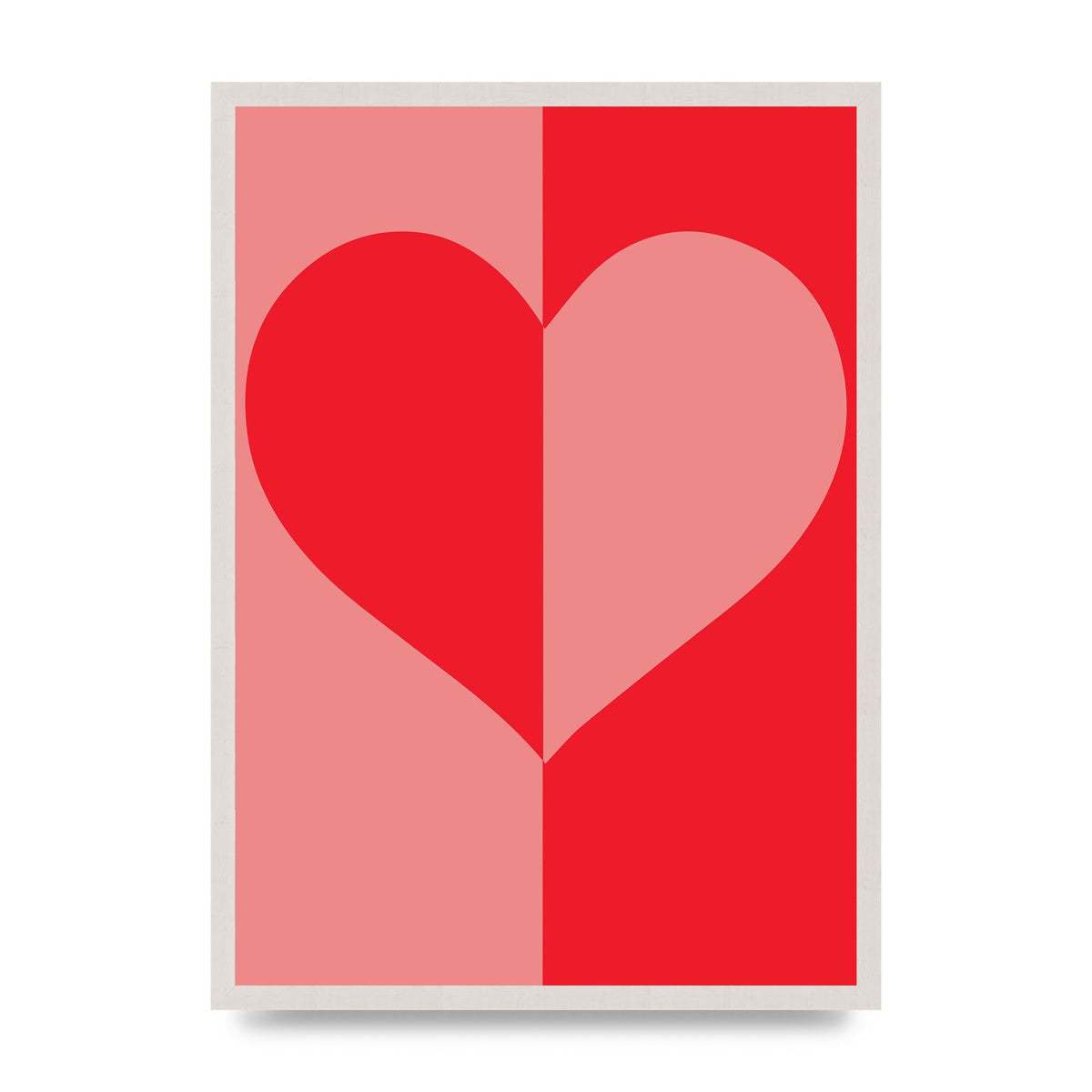 Split Heart Pink Red Art For The Home - A2 framed