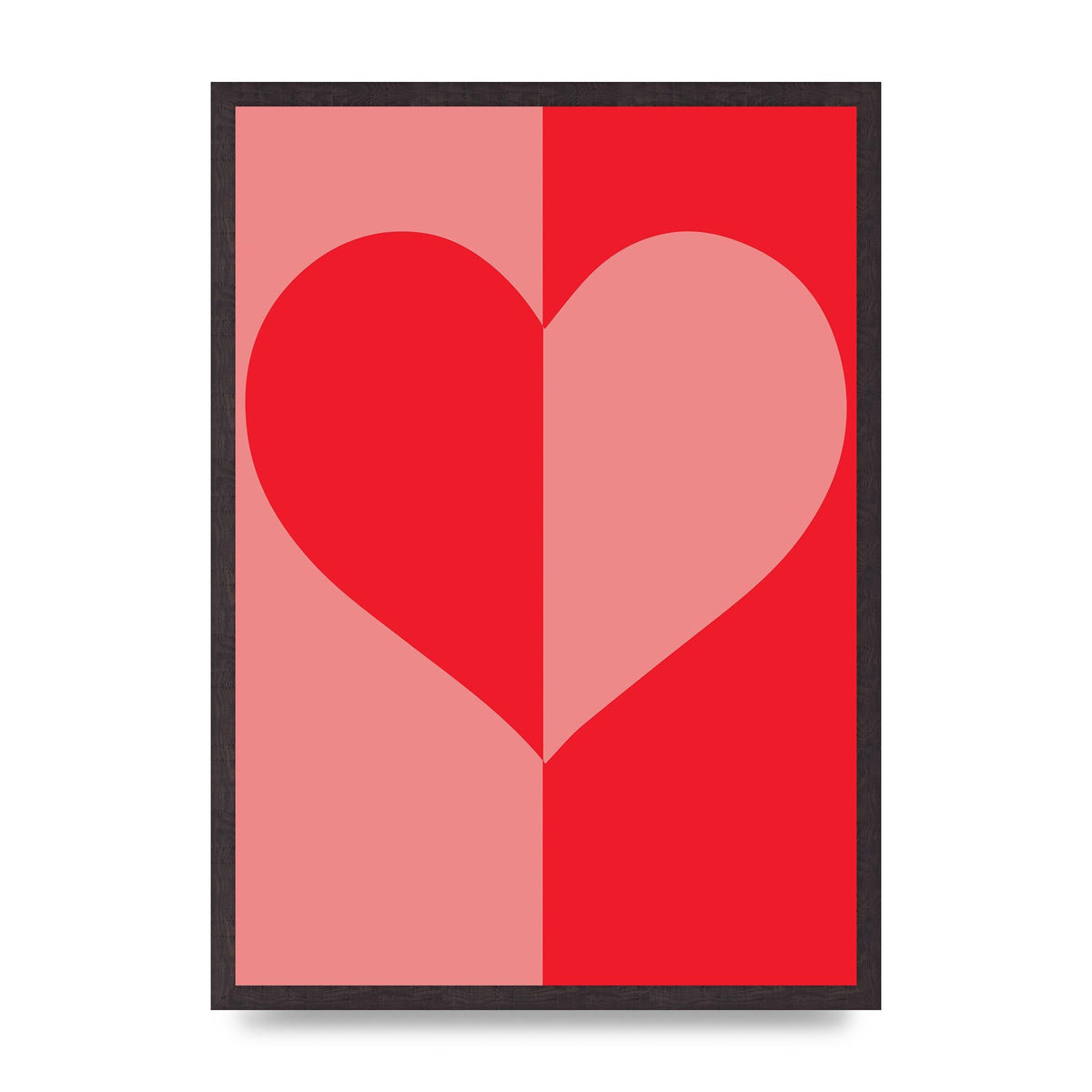 Split Heart Pink Red Art For The Home - A2 framed