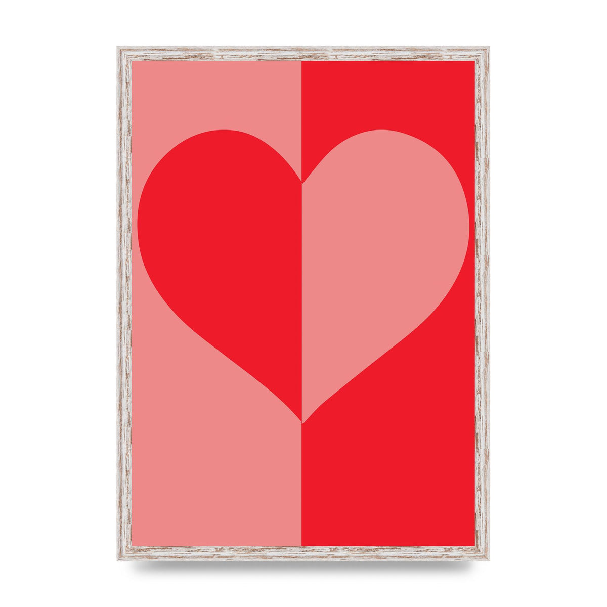 Split Heart Pink Red Art For The Home - A2 framed