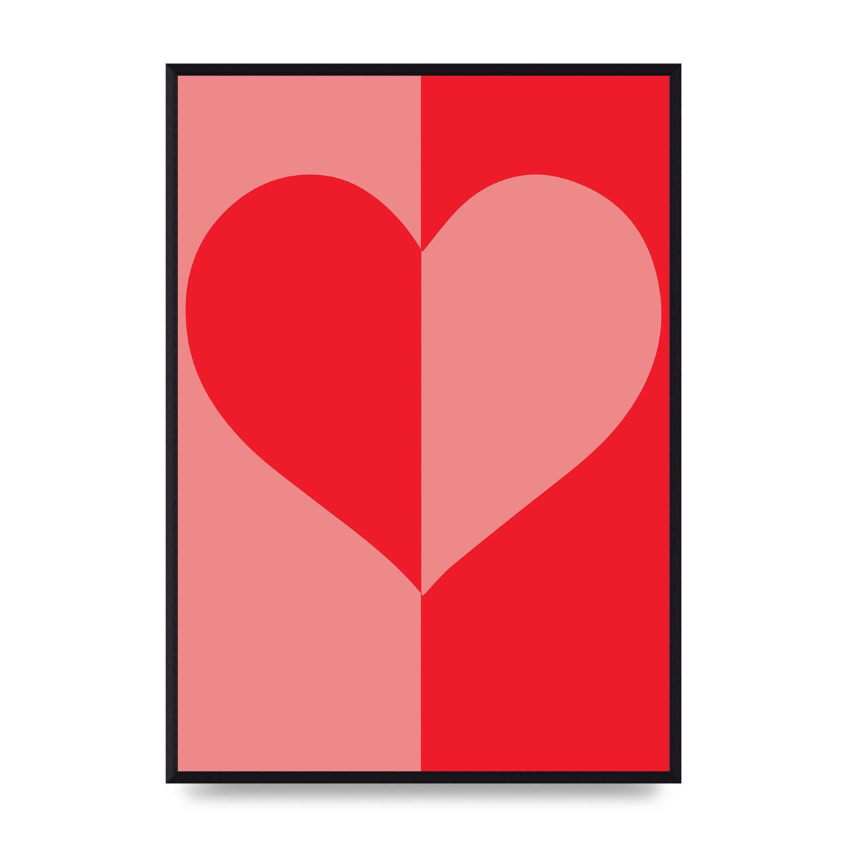 Split Heart Pink Red Art For The Home - A2 framed
