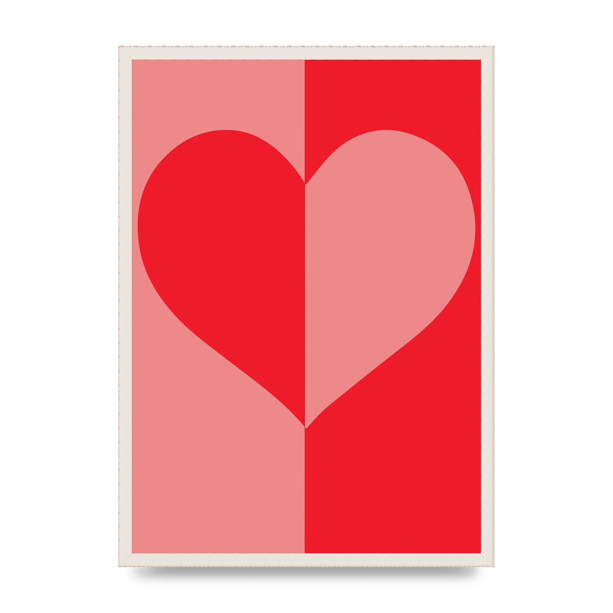 Split Heart Pink Red Art For The Home - A2 framed