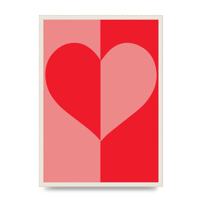 Split Heart Pink Red Art For The Home - A2 framed